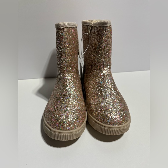 NEW Girls Gold and rose gold Glitter Boots with Faux Fur interior size 2 - Picture 3 of 11